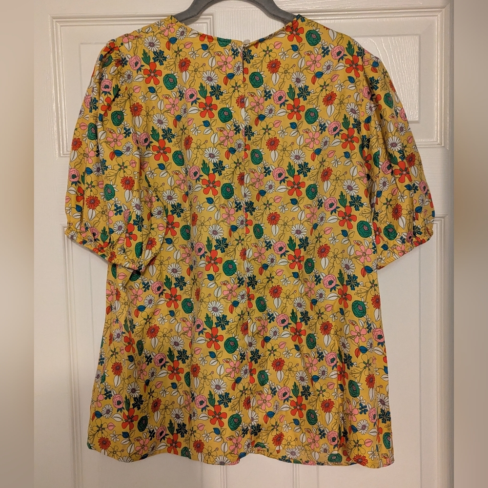 EUC Boden Adriana Puff Sleeve Top in Honeycomb Ditsy Bloom | Size 10 - Picture 7 of 7